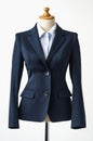 Elegant female blue fitted business blazer and white blouse on a mannequin. Royalty Free Stock Photo